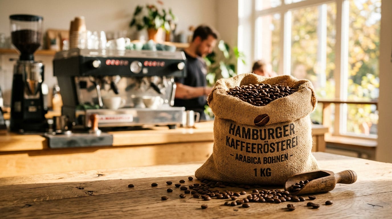 Kaffeemaschine kaufen Ratgeber – Kaffeebohnen Sack auf dem Tisch