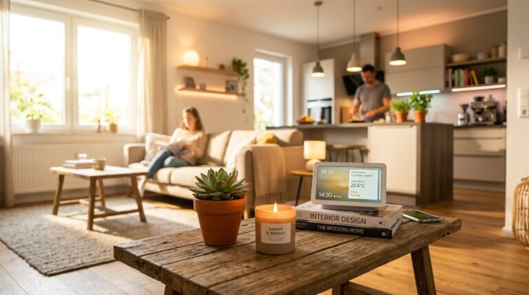 Smarte Steckdosenleiste Test – Wohnzimmer mit smarten Geräten