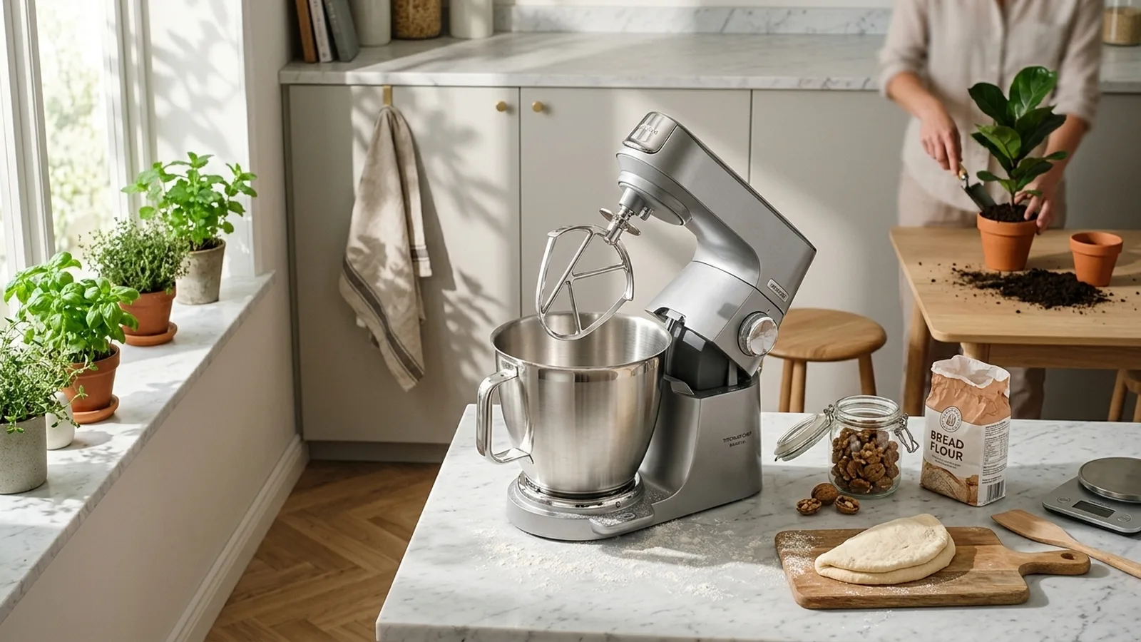 Kenwood Titanium Chef Baker XL Küchenmaschine in einer hellen skandinavischen Küche
